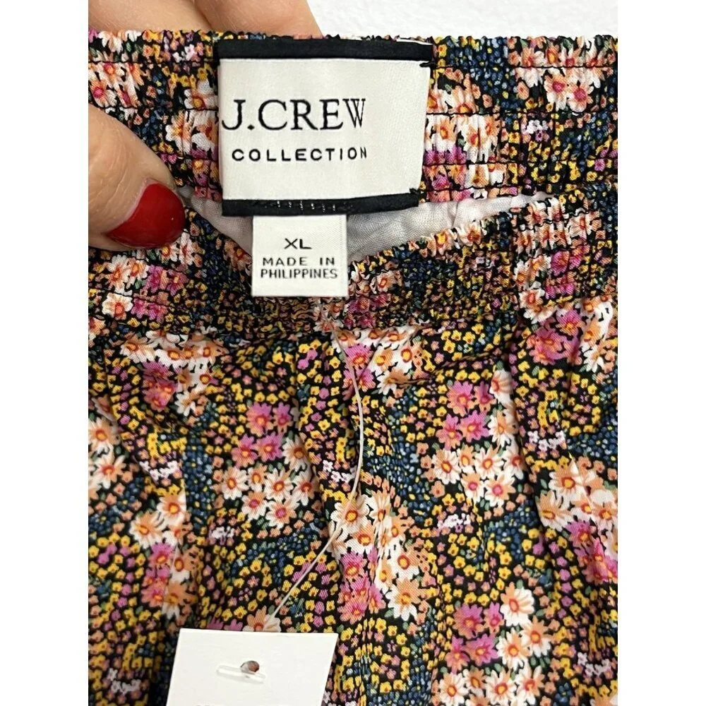 J.CREW Collection Ratti Prism Floral Print Cotton Skirt Sz XL Midi Lined Slit